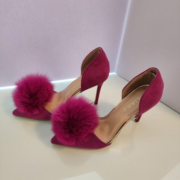 Liliana Purple Stiletto Heels with Pom pom - Picture 3 of 8
